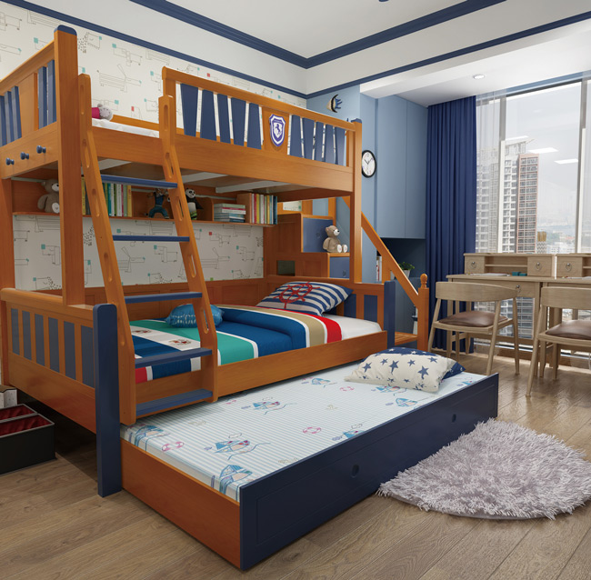 二胎開放上下床裝修效果,上下床怎么挑選?